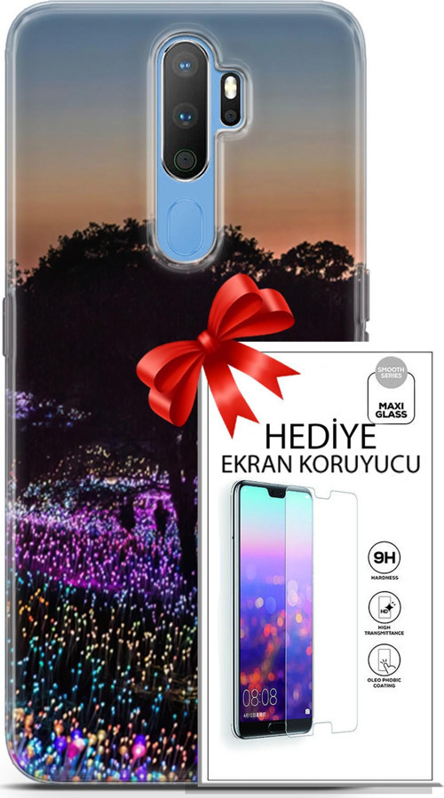 Oppo A9 2020 Kılıf Orijinal Seri Fantasy 11 Işıltılı Brookgreen 4K Baskılı Kılıf + Ekran Koruyucu Fu