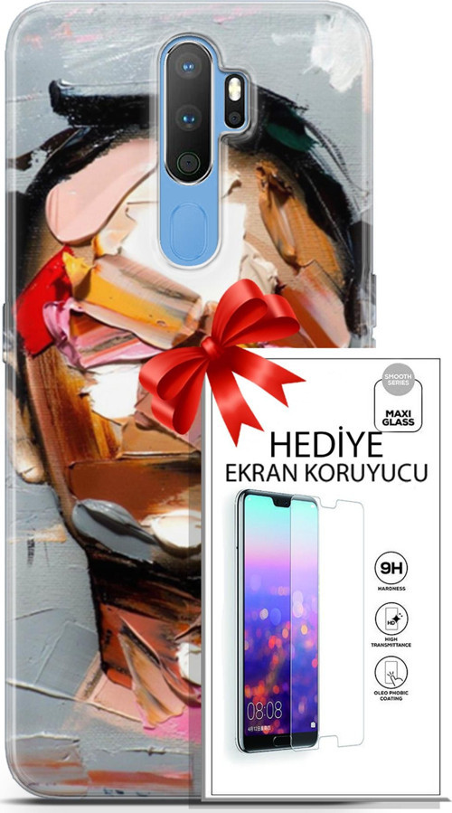 Oppo A9 2020 Kılıf Orijinal Seri Soul 01 Suratsız Telefon Kılıfı + Ekran Koruyucu