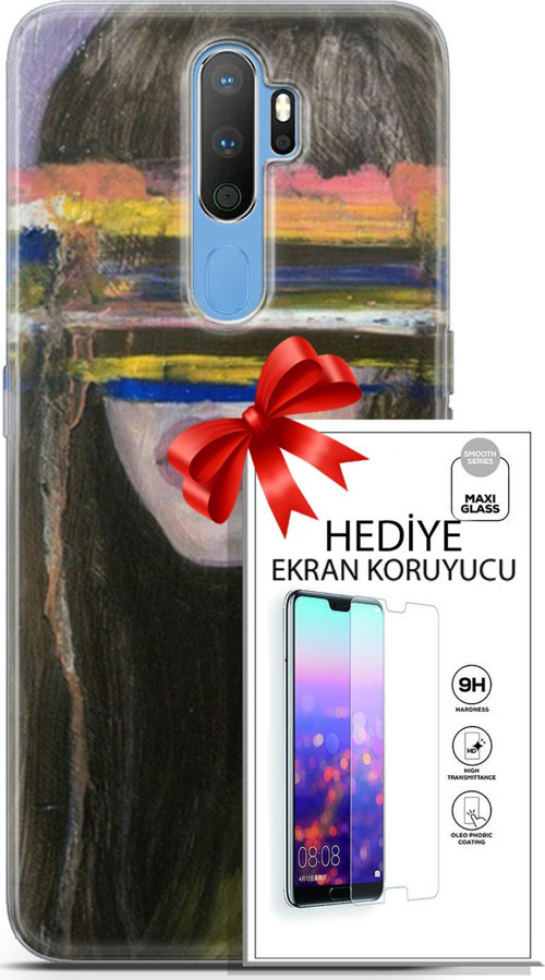 Oppo A9 2020 Kılıf Orijinal Seri Soul 21 Gözü Maskeli Darbe Önleyici Kapak + Ön Ekran Koruyucu