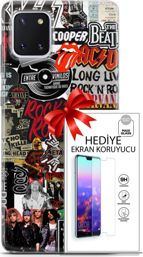 Samsung Galaxy Note 10 Lite Kılıf Orijinal Seri Punky 30 Rock'N Roll Kenarları Şeffaf Kapak Ve Ekran Koruyucu