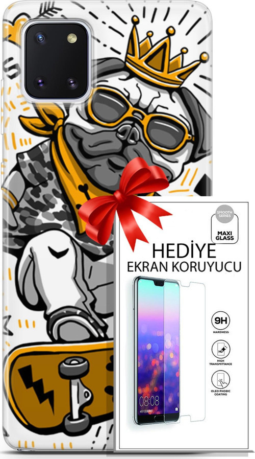 Samsung Galaxy Note 10 Lite Kılıf Orijinal Seri Punky 09 Punk Pug Uv Kılıf Ve Ekran Koruyucu