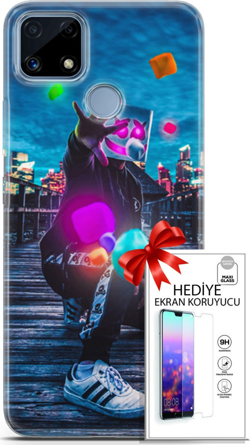 Realme C25 Kılıf Orijinal Seri Algorand 10 Köprü Full Hd Kılıf + Ekran Koruyucu