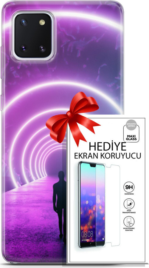 Samsung Galaxy Note 10 Lite Kılıf Orijinal Seri Cyberpunk 26 Daire Neon Soft Kapak + Ekran Koruyucu