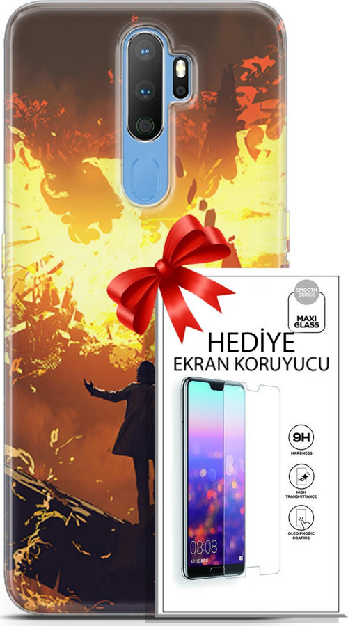 Oppo A9 2020 Kılıf Orijinal Seri Neo 13 Mor Panter Fortnite Case Kapak Ekran Koruyucu