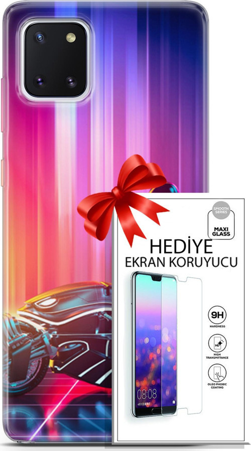 Samsung Galaxy Note 10 Lite Kılıf Orijinal Seri Cyberpunk 08 Punk Motorsiklet Baskılı Kılıf + Ekran Koruyucu