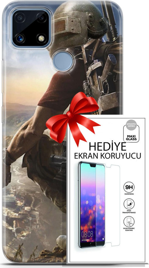 Realme C25 Kılıf Orijinal Seri Pubg 10 Mobile Full Hd Kılıf + Ekran Koruyucu