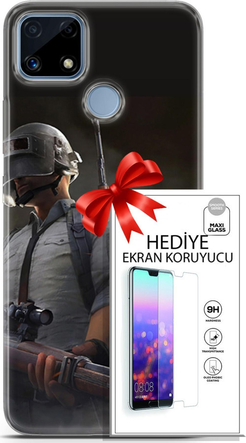 Realme C25 Kılıf Orijinal Seri Pubg 02 Battlegrounds Kapak Ve Ekran Koruyucu