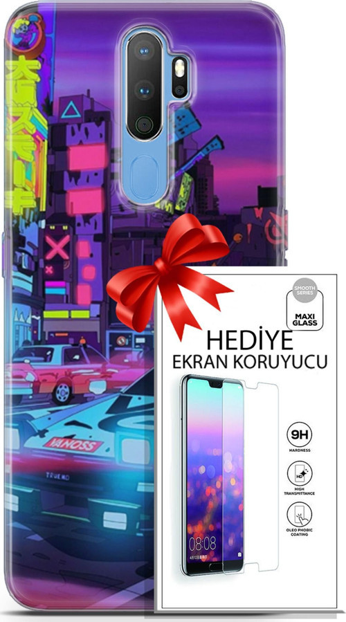 Oppo A9 2020 Kılıf Orijinal Seri Cyberpunk 28 Gaming Vg İz Bırakmayan Kılıf + Ön Ekran Koruyucu