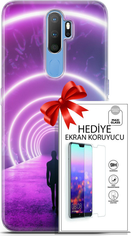 Oppo A9 2020 Kılıf Orijinal Seri Cyberpunk 26 Daire Neon Soft Kapak + Ekran Koruyucu