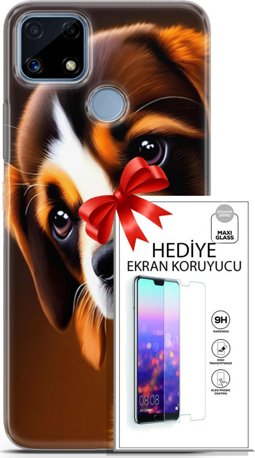 Realme C25 Kılıf Orijinal Seri Dogs 05 Üzgün Yavru Koruma Kılıfı + Ekran Koruyucu