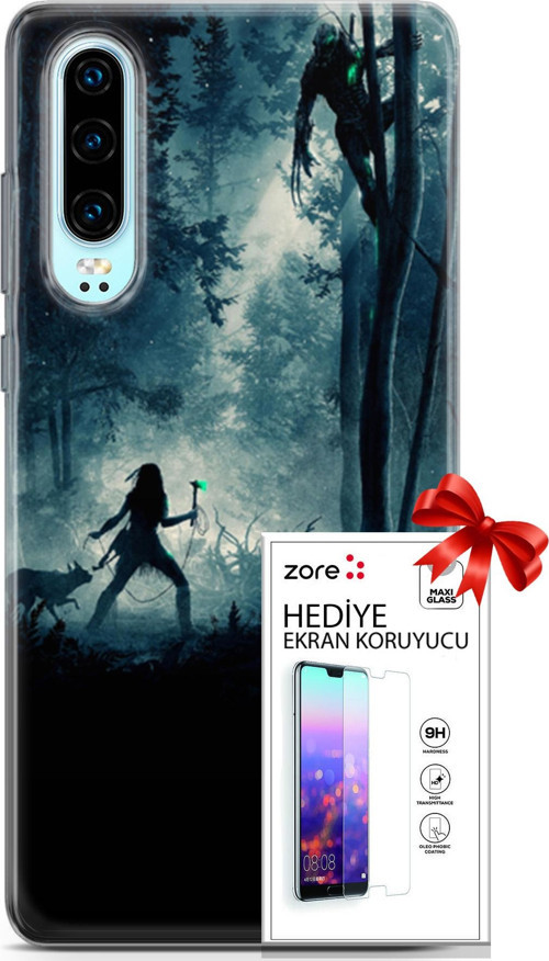 Huawei P30 Kılıf Orijinal Seri Supers 01 Prey Telefon Kılıfı + Ekran Koruyucu