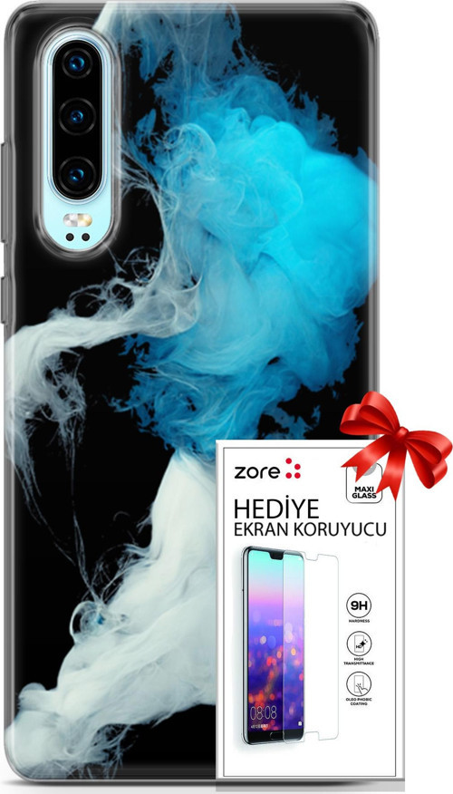 Huawei P30 Kılıf Orijinal Seri Supers 06 Soyut Duman Koruyucu Kapak Ekran Koruyucu
