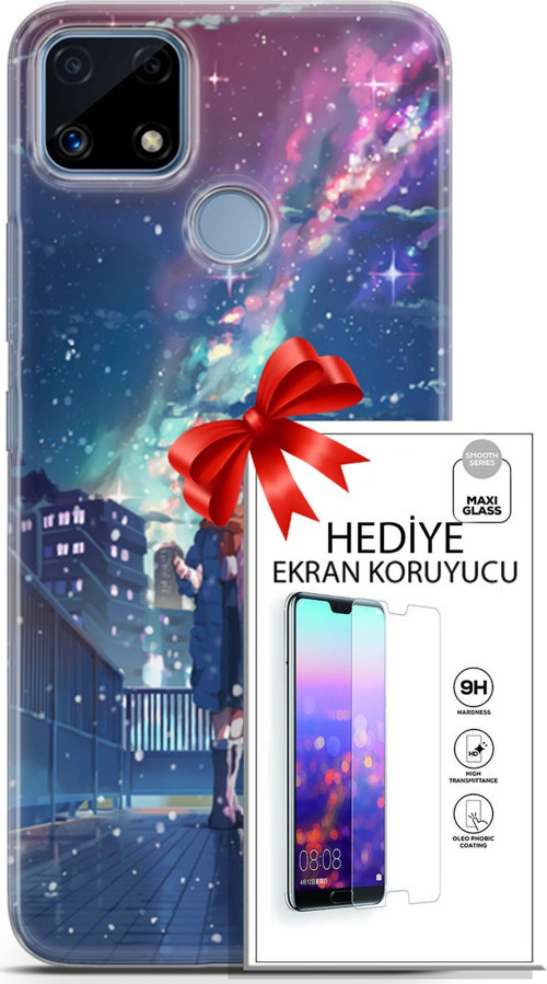 Realme C25 Kılıf Orijinal Seri Fantasy 10 Anime Kar Full Hd Kılıf + Ekran Koruyucu