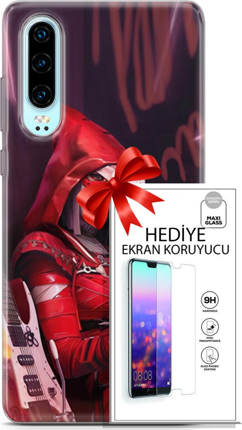Huawei P30 Kılıf Orijinal Seri Pubg 20 Selfie Mod Renkli Kılıf Ekran Koruyucu