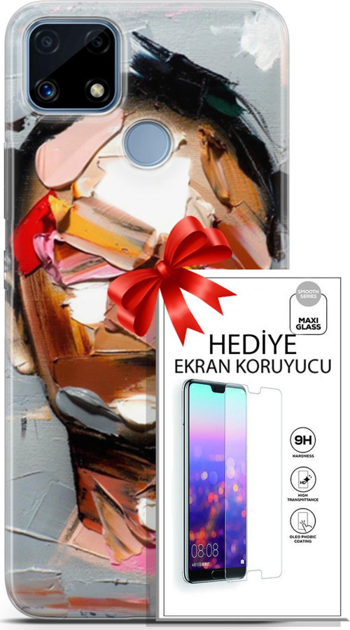 Realme C25 Kılıf Orijinal Seri Soul 01 Suratsız Telefon Kılıfı + Ekran Koruyucu