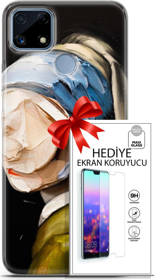 Realme C25 Kılıf Orijinal Seri Soul 03 Yüzü Olmayan Kadın Arka Kapak + Ekran Koruyucu