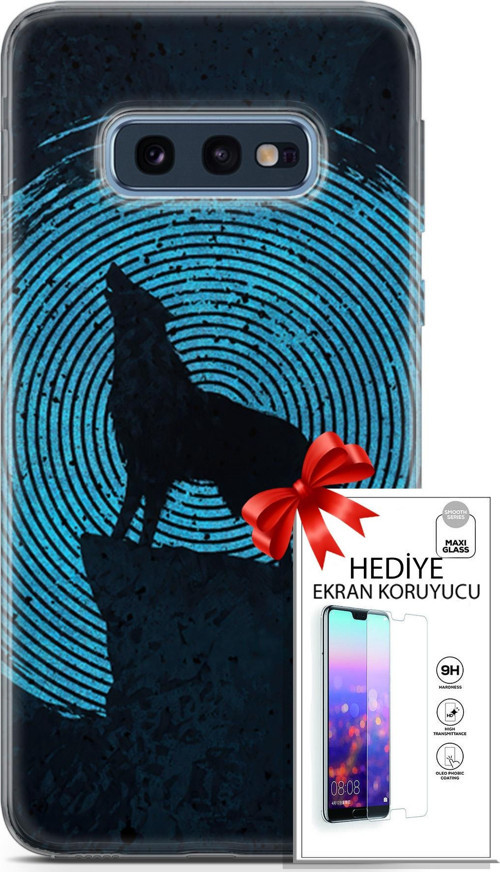 Samsung Galaxy S10E Kılıf Orijinal Seri Algorand 05 Parmak İzi Kurt Koruma Kılıfı + Ekran Koruyucu