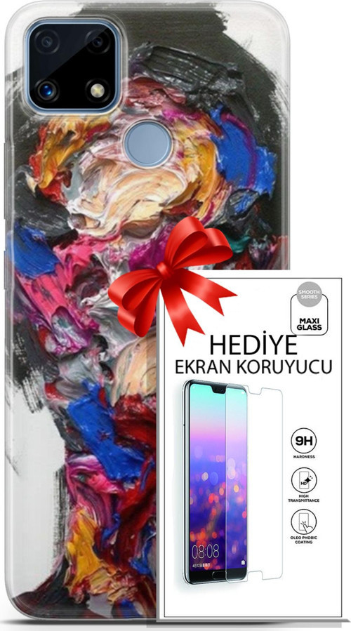 Realme C25 Kılıf Orijinal Seri Soul 02 Sanatsal Kapak Ve Ekran Koruyucu