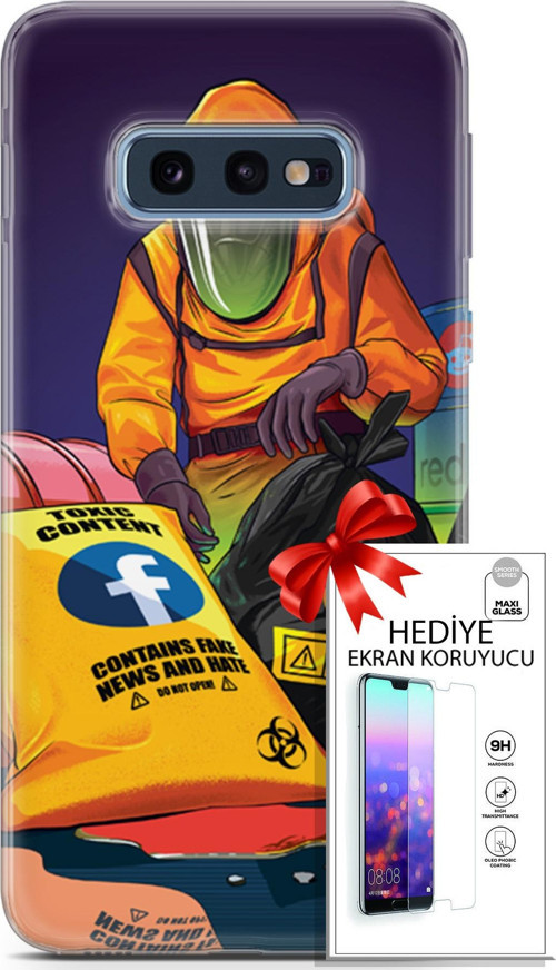 Samsung Galaxy S10E Kılıf Orijinal Seri Cardano 24 Toxic Darbe Emici Kılıf + Ekran Koruyucu