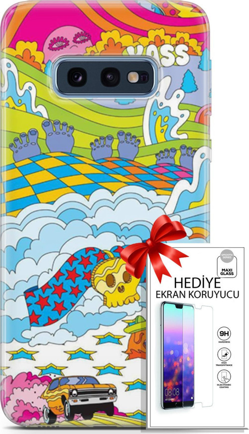 Samsung Galaxy S10E Kılıf Orijinal Seri Cardano 01 Yıldız Bulut Telefon Kılıfı + Ekran Koruyucu