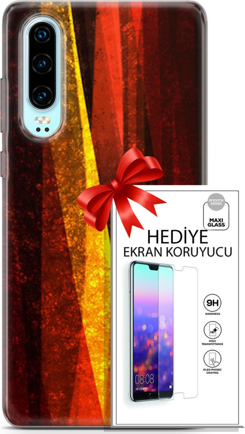 Huawei P30 Kılıf Orijinal Seri Nature 17 Sarı Katman Yumuşak Kılıf + Ekran Koruyucu