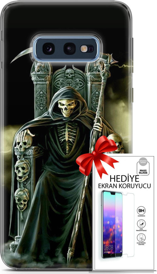 Samsung Galaxy S10E Kılıf Orijinal Seri Cardano 11 İskeletor 4K Baskılı Kılıf + Ekran Koruyucu Full