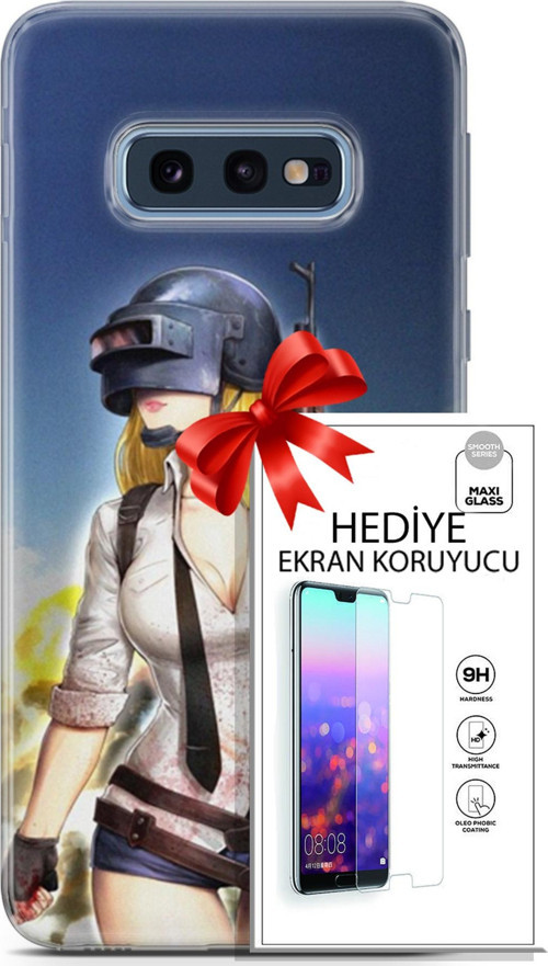 Samsung Galaxy S10E Kılıf Orijinal Seri Pubg 27 Anna Lazer Kesim Silikon Ekran Koruyucu