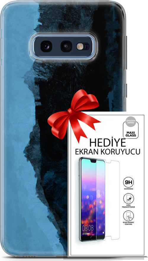 Samsung Galaxy S10E Kılıf Orijinal Seri Nature 24 Mavi Siyah Darbe Emici Kılıf + Ekran Koruyucu