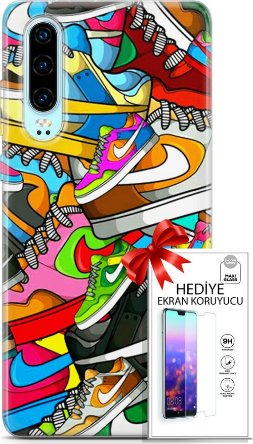 Huawei P30 Kılıf Orijinal Seri Bounce 25 Jess Dawson Soyulmayan Kılıf + Ekran Koruyucu Full Koruma