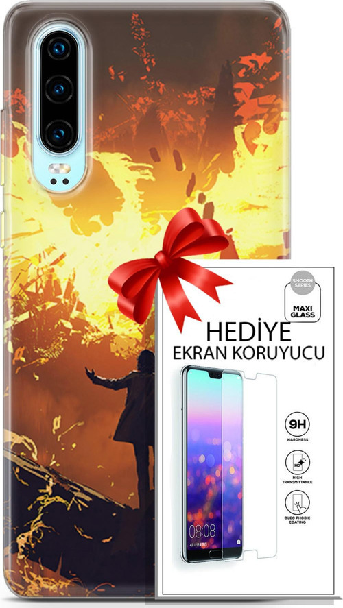 Huawei P30 Kılıf Orijinal Seri Neo 13 Mor Panter Fortnite Case Kapak Ekran Koruyucu