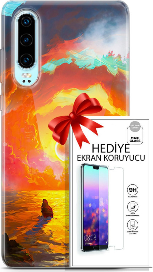 Huawei P30 Kılıf Orijinal Seri Neo 21 Tabancalı Darbe Önleyici Kapak + Ön Ekran Koruyucu