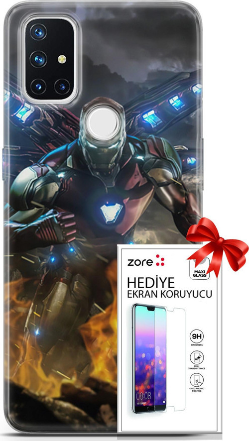 Oneplus Nord N10 5G Kılıf Orijinal Seri Supers 30 Iron Man Kenarları Şeffaf Kapak Ve Ekran Koruyucu