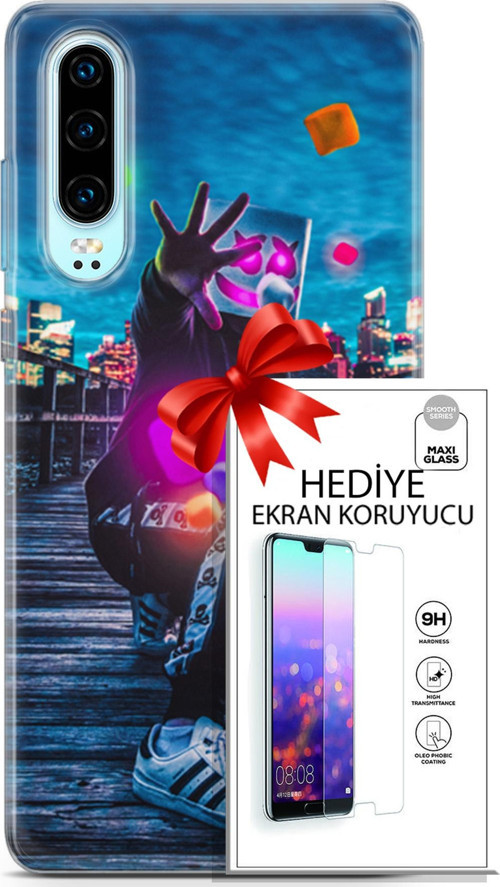 Huawei P30 Kılıf Orijinal Seri Neo 28 Örümcek Kız İz Bırakmayan Kılıf + Ön Ekran Koruyucu