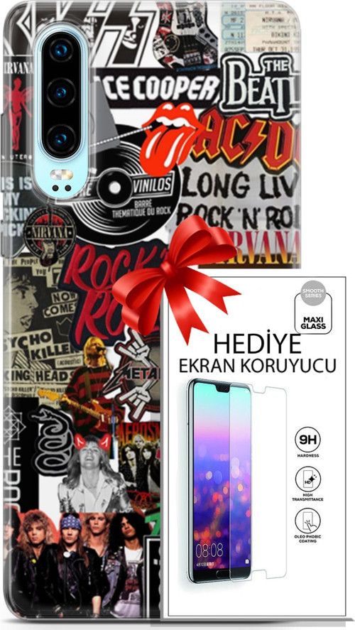 Huawei P30 Kılıf Orijinal Seri Punky 30 Rock'N Roll Kenarları Şeffaf Kapak Ve Ekran Koruyucu