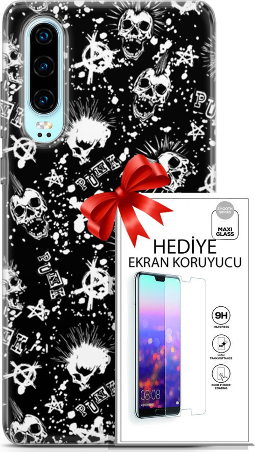 Huawei P30 Kılıf Orijinal Seri Punky 23 Çarşı Punk Telefon Kabı Ve Ekran Koruyucu