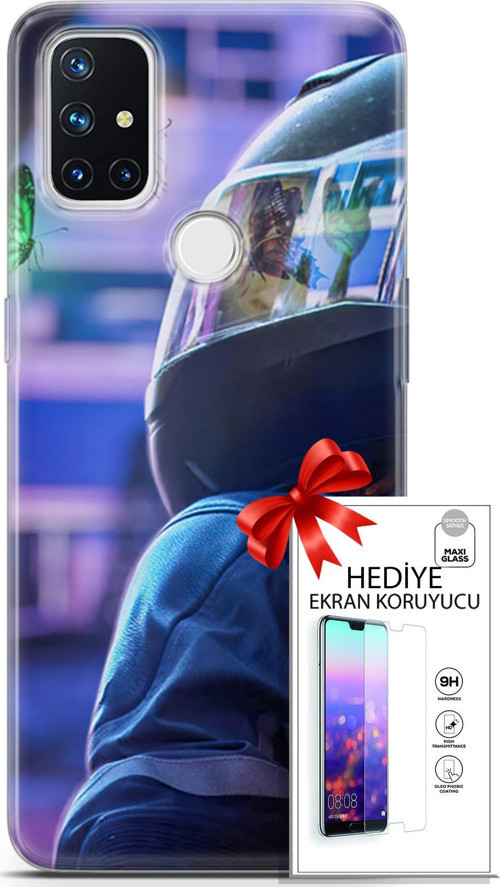 Oneplus Nord N10 5G Kılıf Orijinal Seri Algorand 26 Kelebekler Soft Kapak + Ekran Koruyucu