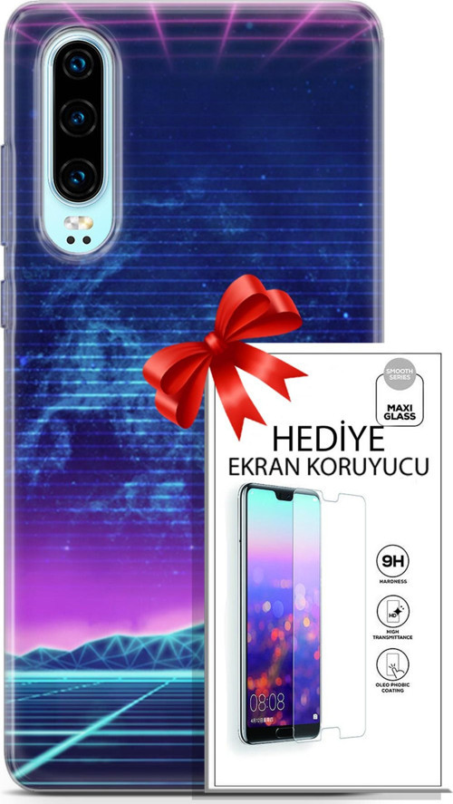 Huawei P30 Kılıf Orijinal Seri Cyberpunk 30 Neon Game Kenarları Şeffaf Kapak Ve Ekran Koruyucu