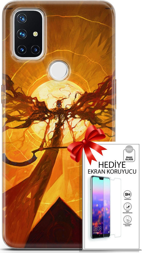 Oneplus Nord N10 5G Kılıf Orijinal Seri Cardano 27 Şeytan Lazer Kesim Silikon Ekran Koruyucu
