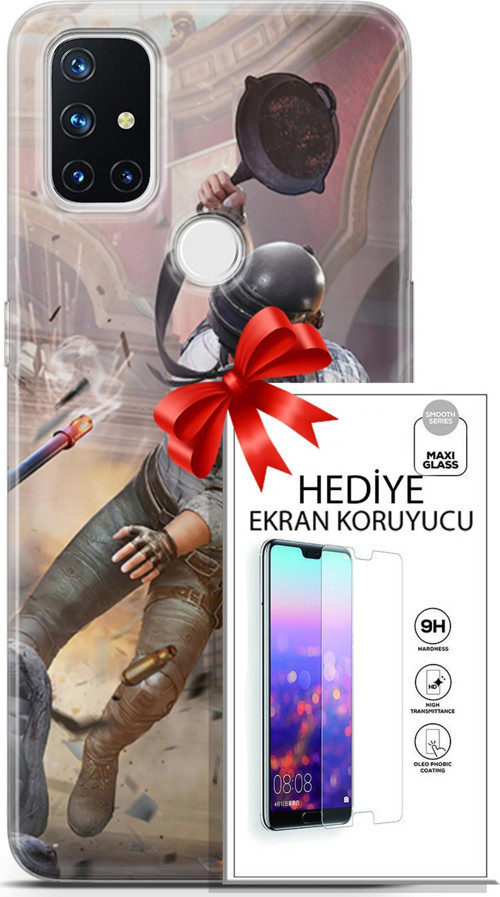 Oneplus Nord N10 5G Kılıf Orijinal Seri Pubg 07 Kravatlı Karakter Desenli Kılıf + Ön Ekran Koruyucu
