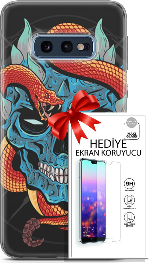 Samsung Galaxy S10E Kılıf Orijinal Seri Punky 13 Şeytan Case Kapak Ekran Koruyucu