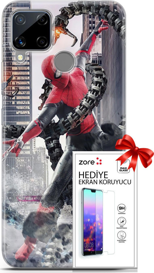 Realme C15 Kılıf Orijinal Seri Supers 25 No Way Home Soyulmayan Kılıf + Ekran Koruyucu Full Koruma