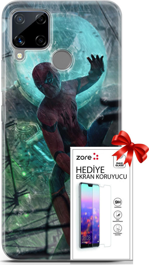 Realme C15 Kılıf Orijinal Seri Supers 19 Marvel Movie Tam Koruma Kılıf + Ekran Koruyucu