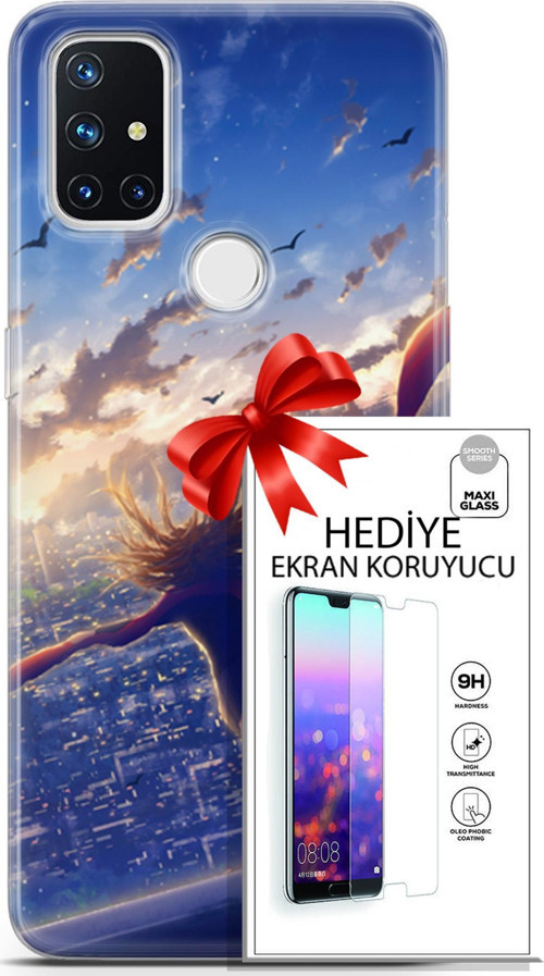 Oneplus Nord N10 5G Kılıf Orijinal Seri Fantasy 03 Kuşlar Kız Arka Kapak + Ekran Koruyucu