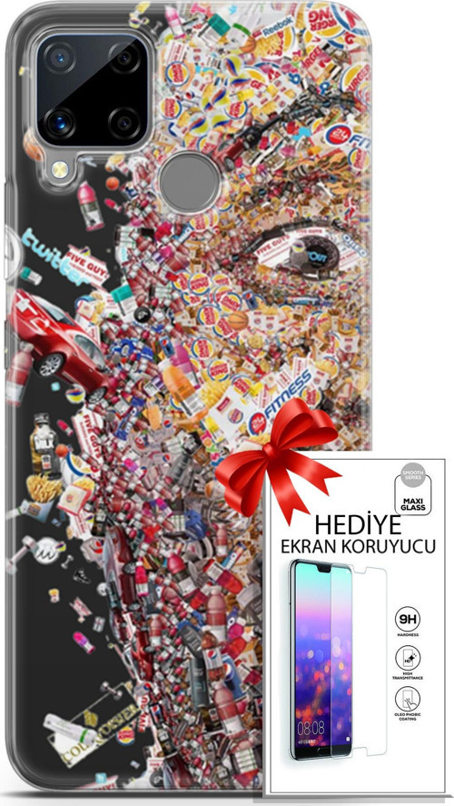 Realme C15 Kılıf Orijinal Seri Cardano 09 Fitness Uv Kılıf Ve Ekran Koruyucu