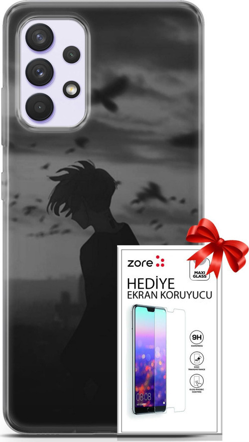 Samsung Galaxy A32 4G Kılıf Orijinal Seri Supers 26 Gambar Anime Soft Kapak + Ekran Koruyucu