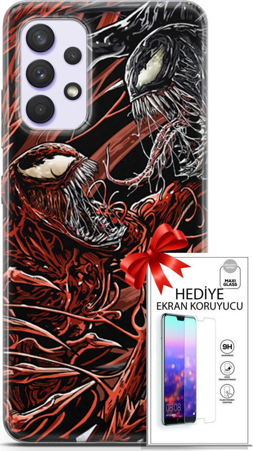 Samsung Galaxy A32 4G Kılıf Orijinal Seri Cardano 21 Stranger Darbe Önleyici Kapak + Ön Ekran Koruyucu