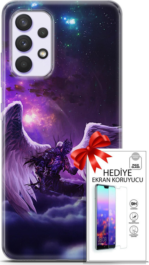 Samsung Galaxy A32 4G Kılıf Orijinal Seri Cardano 23 Melek Telefon Kabı Ve Ekran Koruyucu