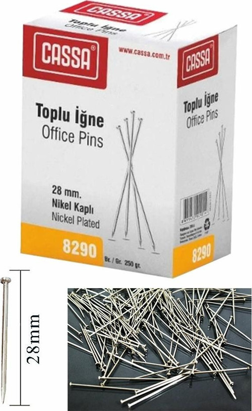 Toplu İğne 250 gr 1 Paket 28mm Nikel Kaplı Toplu İğne Düğün Nişan Takı İğnesi Türban Okul Ofis Büro