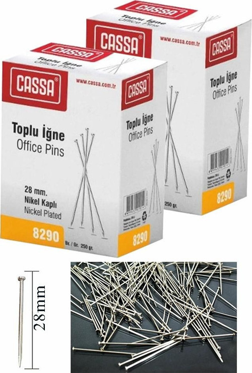Toplu İğne 250 gr 2 Paket 28mm Nikel Kaplı Toplu İğne Düğün Nişan Takı İğnesi Türban 500 gr Okul Ofis Büro