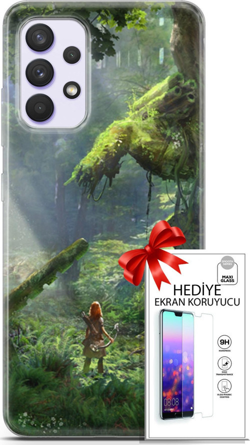 Samsung Galaxy A32 4G Kılıf Orijinal Seri Cardano 13 Orman Case Kapak Ekran Koruyucu